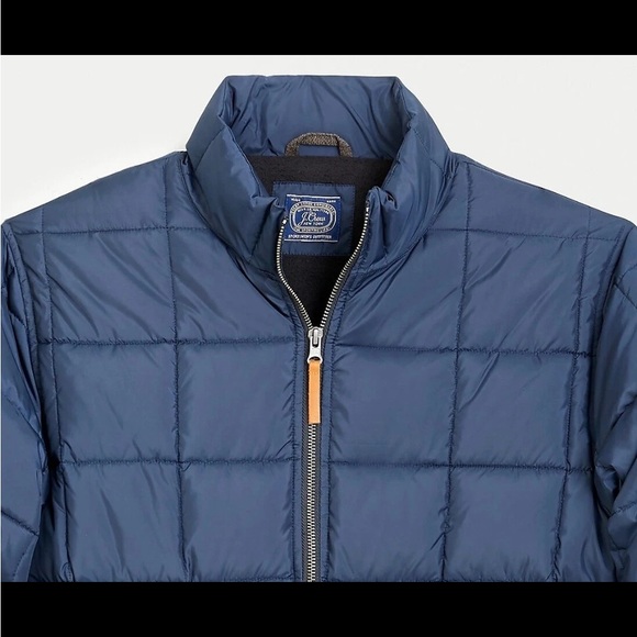 J.CREW puffer jacket insulated blue quilted fleece-lined leather-pull X- LG NWT - Picture 5 of 15